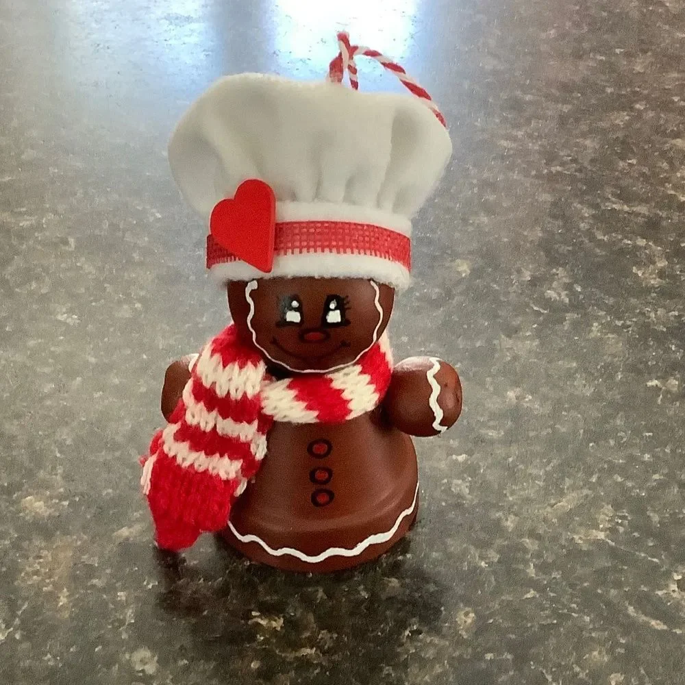 Hand crafted Christmas ornament gingerbread clay pot